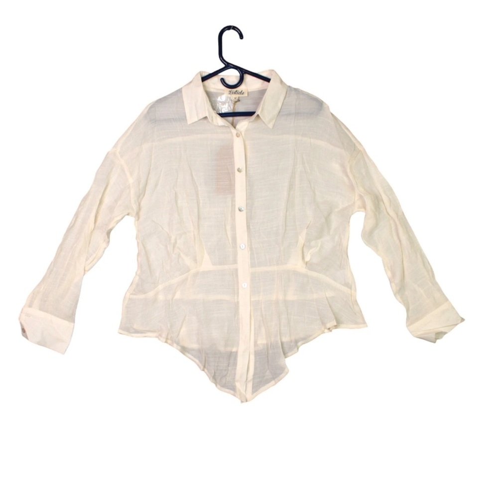 Listiele Women Blouse Front Tie Top Pink Size L Lightweight NWT